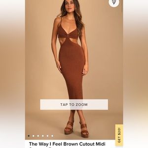 The Way I Feel Brown Cutout Midi Sweater Dress Lulus - M
